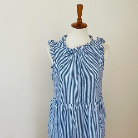 J. Crew Seersucker Striped Sleeveless Midi Sundress - Picture 3 of 8